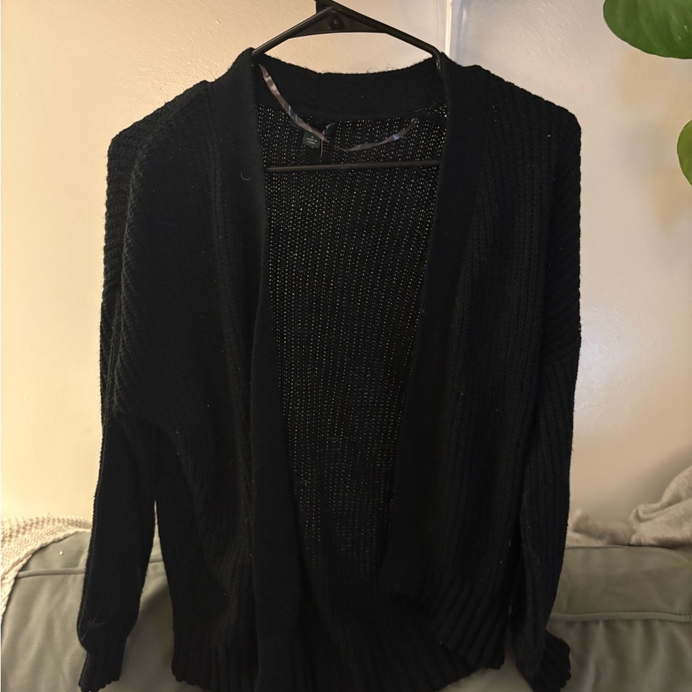 Black Knit Cardigan with Long Sleeves